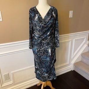Teal / white/ grey snakeskin dress
